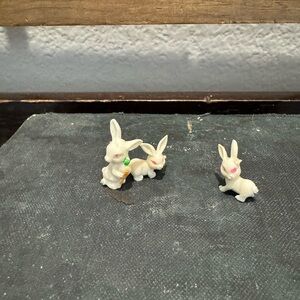 Vintage Mini White Rabbit Figurines Set
